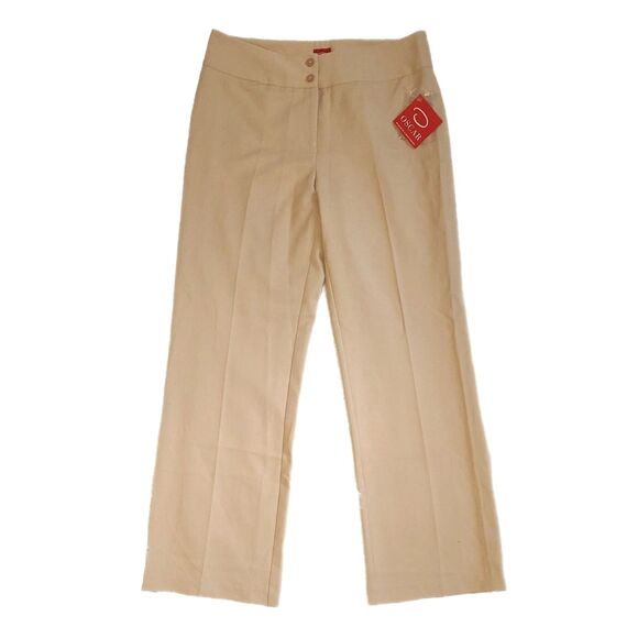Oscar de la Renta NWT Khaki Trousers 80s Vintage Designer Wide-Leg Pants Size 12 - Picture 1 of 8